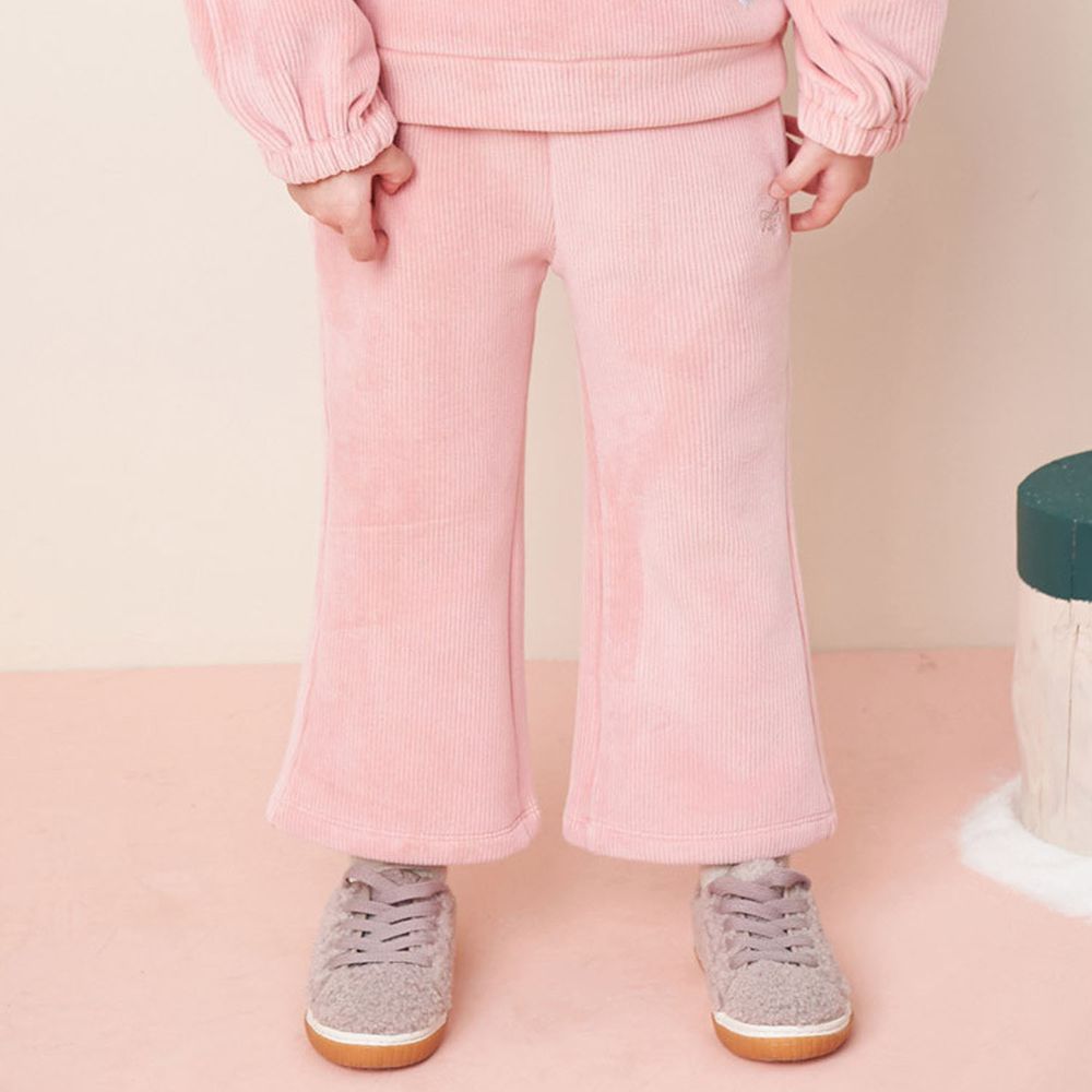 韓國 Jelispoon - (內刷毛)燈芯絨微喇叭褲-粉紅