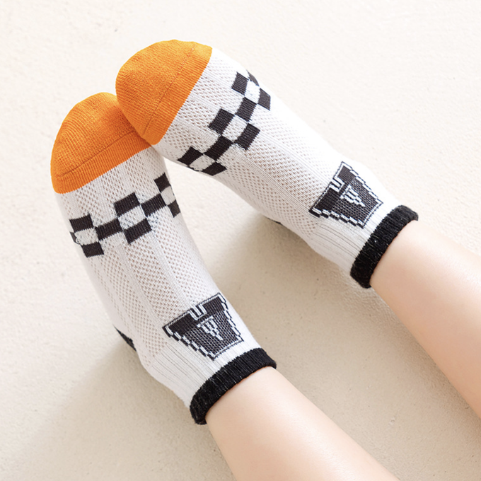 love, charlotte - 運動風字母數字網眼短筒棉襪-5 雙一組