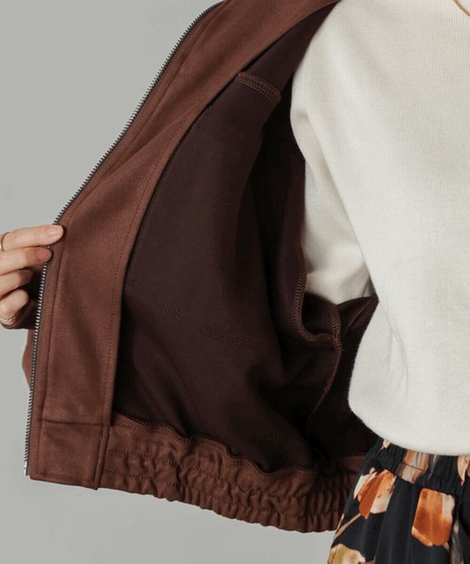 日本 Bab - 麂皮感立領率性口袋俐落外套-咖啡