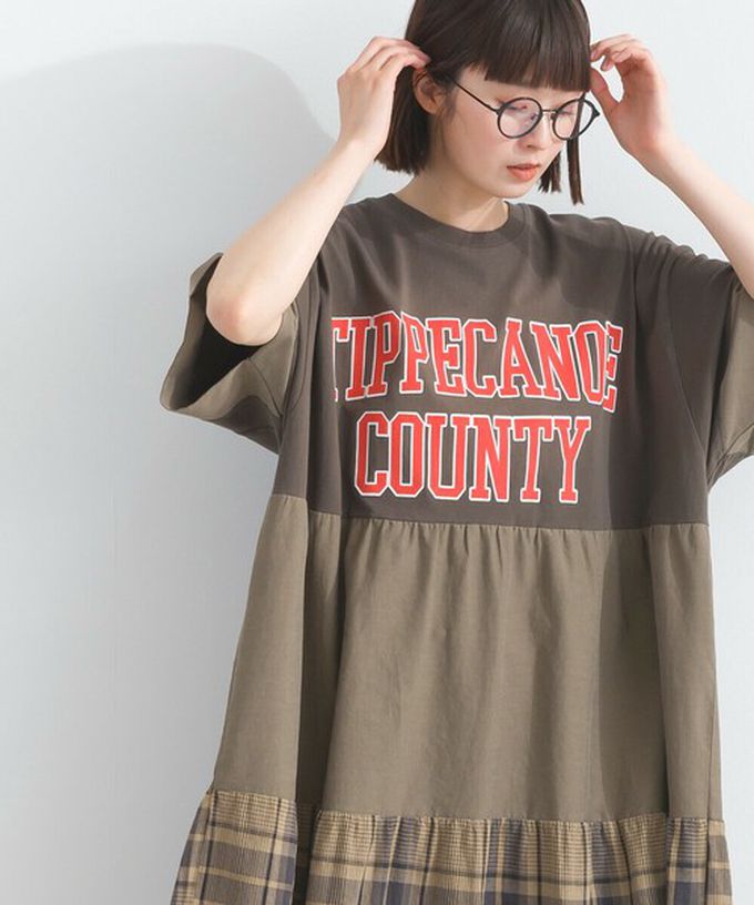 日本 Lupilien - 復古學院風 撞色格子拼接短袖洋裝-藍綠