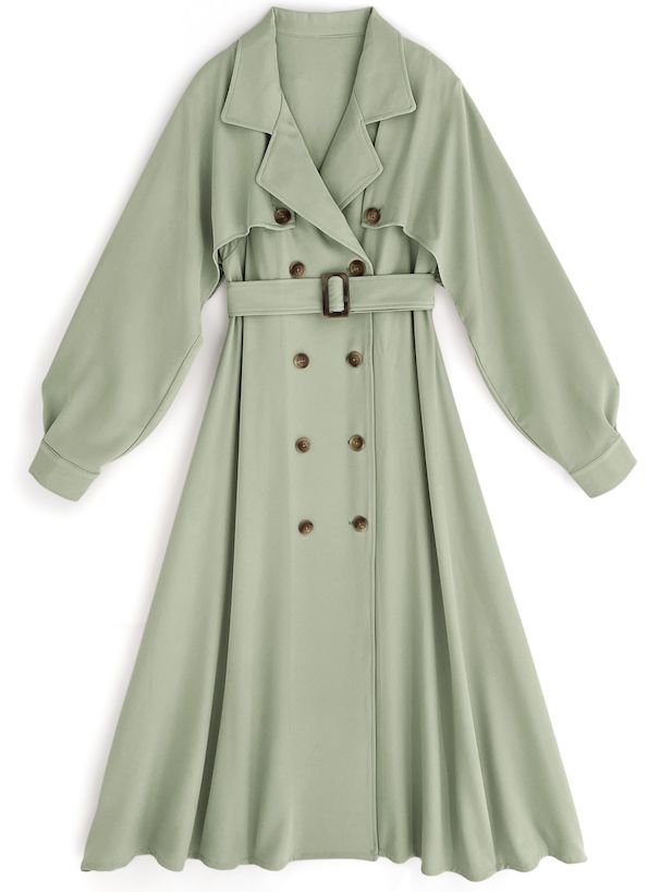 日本 GRL - 春日陽光綁帶長版風衣-卡其