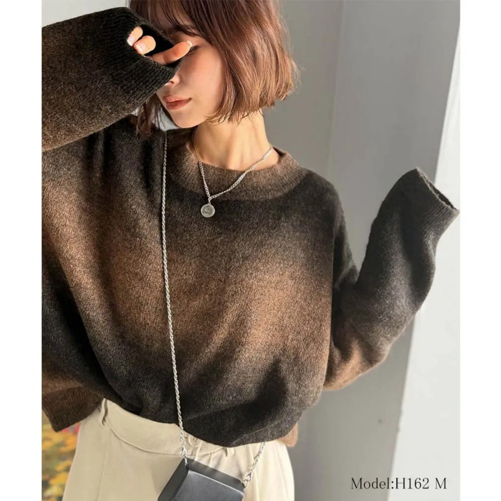 Java 絕美漸層寬鬆針織上衣-深咖啡