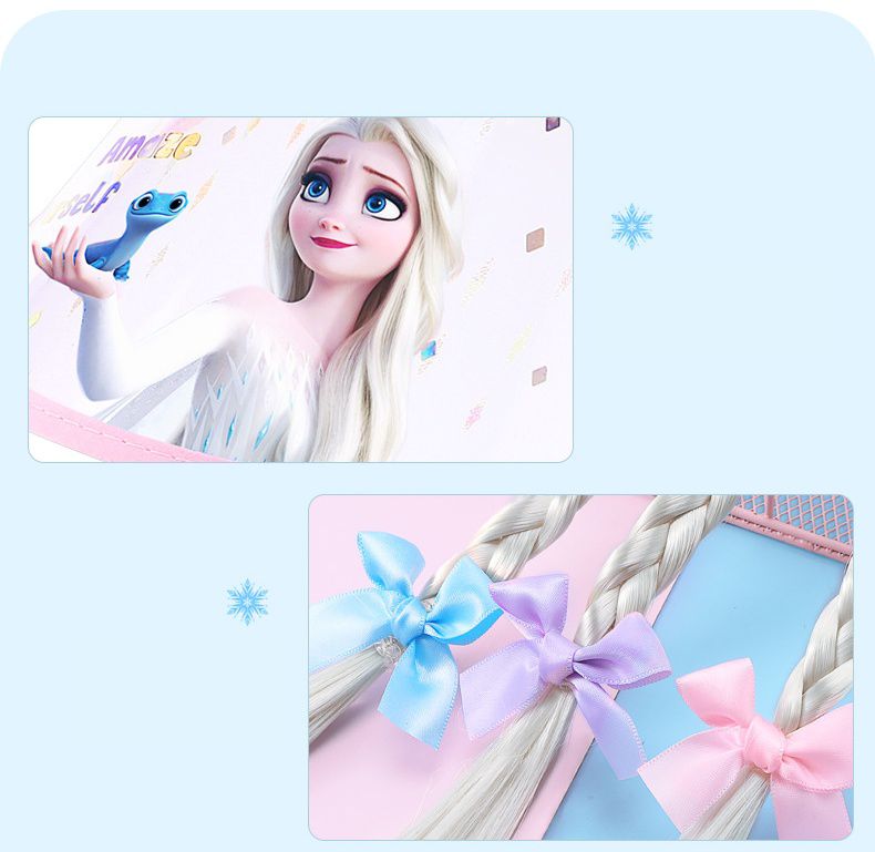 卡通公主兒童空頂帽-皇冠艾莎-髮夾款-藍色