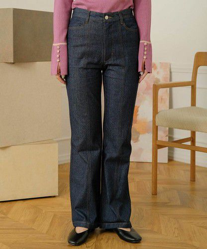 日本 Bou Jeloud - 丹寧修身美腿長褲-黑