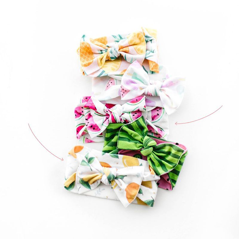 美國baby bling - 純手工極優雅細緻輕柔微彈性/毫無束縛感蝴蝶結髮帶/髮飾_印花經典款-甜蜜夏天