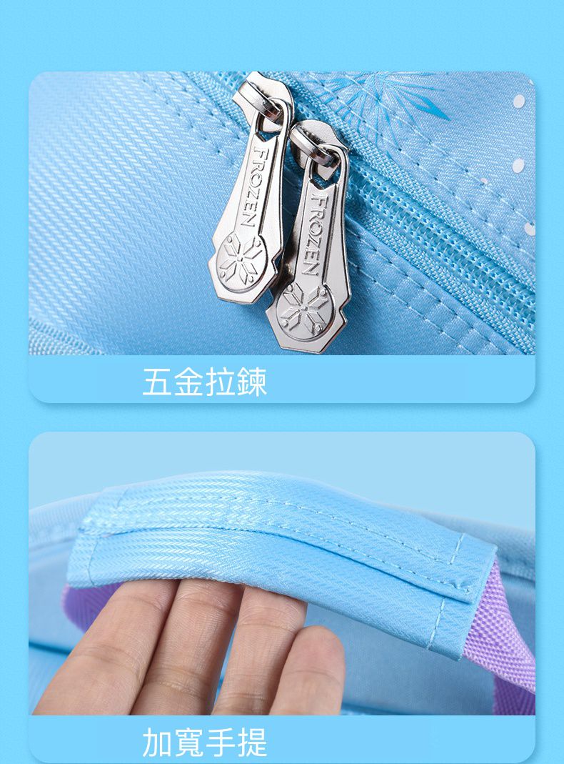 3D立體超輕量透氣減壓書包-卡通人物艾莎側臉-藍色 (建議90~120cm)-22x14x30cm