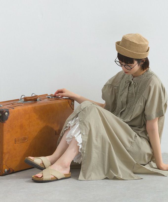 日本 Lupilien - 100%印度棉 細緻鏤空蝴蝶結短袖洋裝-磚橘