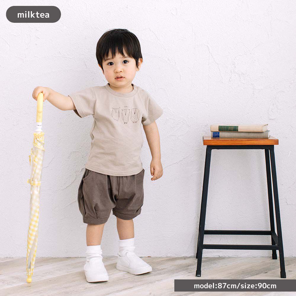 日本 ma lalumiere store - 100%棉 手繪風印花短袖上衣-海鷗-米白