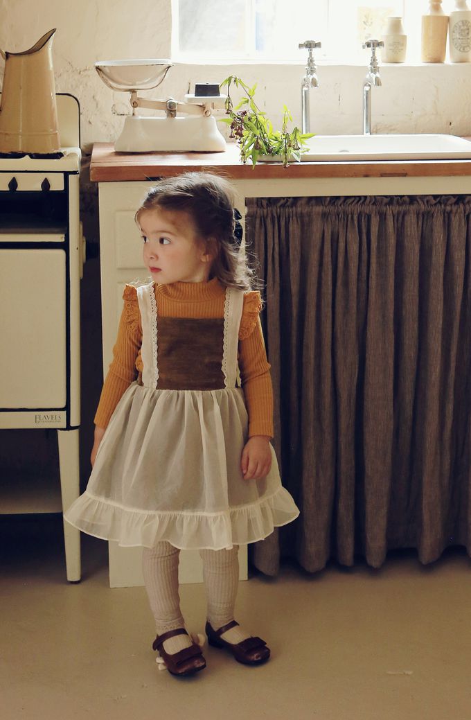 韓國 Puellaflo - 甜心層次感鬆緊腰背心裙-橄欖綠