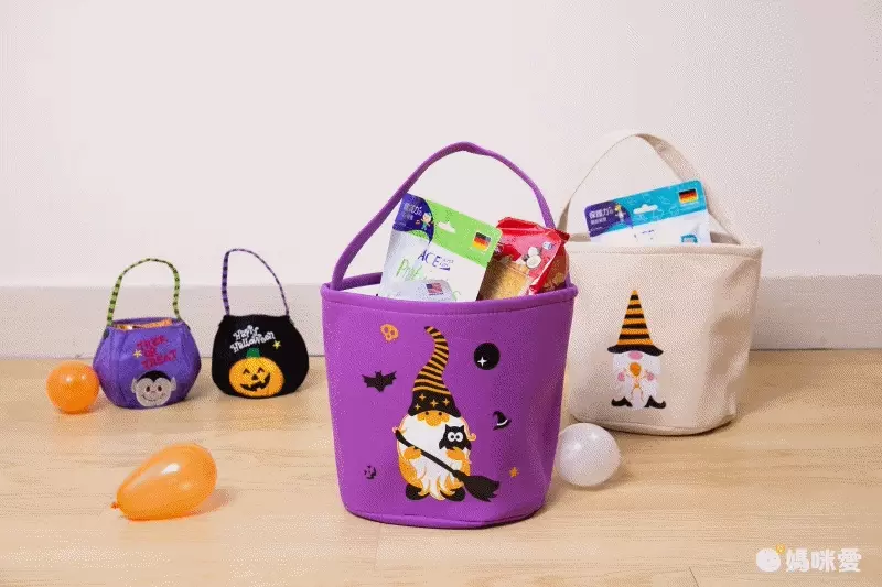 萬聖節糖果手提籃-南瓜女巫-白色