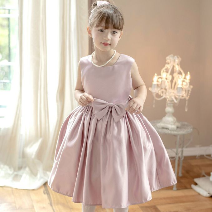 日本 Catherine Cottage - 大蝴蝶結緞面​澎澎洋裝/小禮服-玫瑰粉