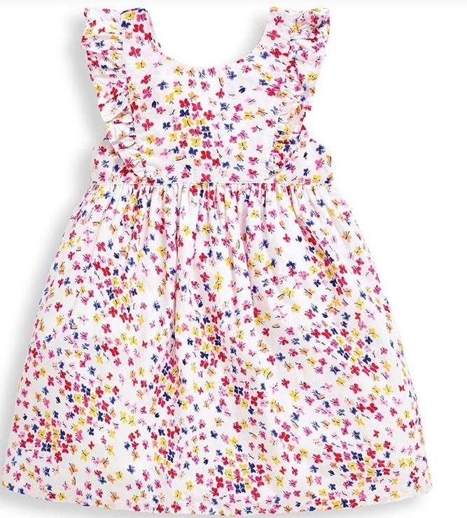 英國 JoJo Maman BeBe - 超優質嬰幼兒/兒童100％純棉短袖洋裝-蝴蝶翩飛