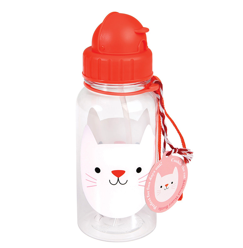 英國 Rex London - 兒童吸管水瓶-迷人貓咪(500ML)