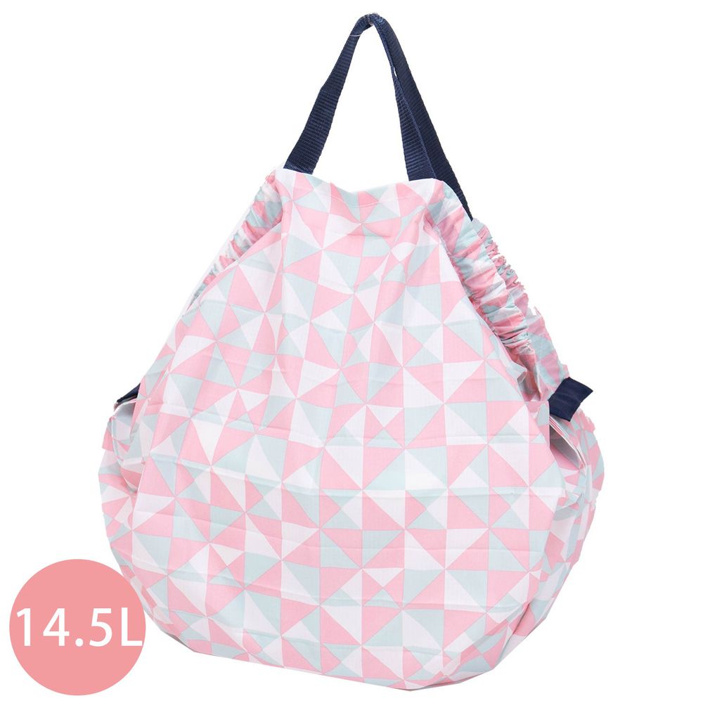 日本 MARNA - Shupatto 秒收摺疊購物袋-粉色幾何 (M(30x35cm))-耐重5kg / 14.5L