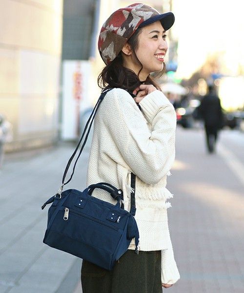 日本 Anello - 絲紋兩用托特包-mini-PU紫色