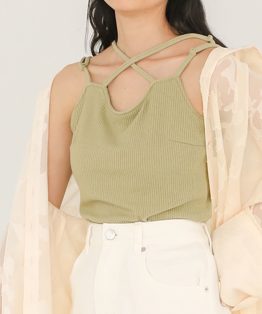 日本 Bab - 2WAY羅紋彈性內搭(附bra)-黑