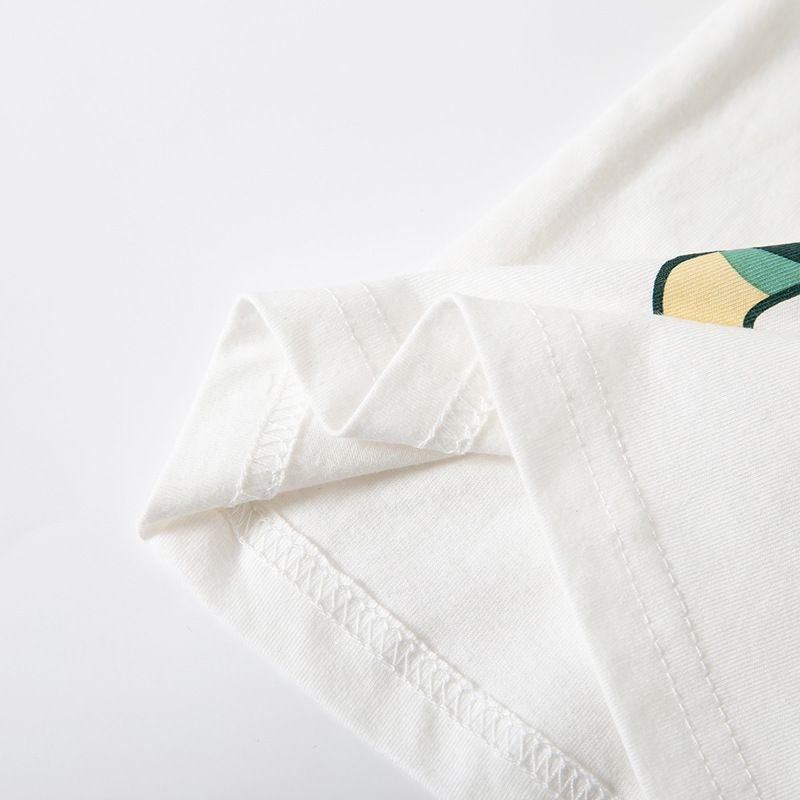 BE TOP - 純棉短袖上衣-肚子餓的迷彩暴龍-米白色