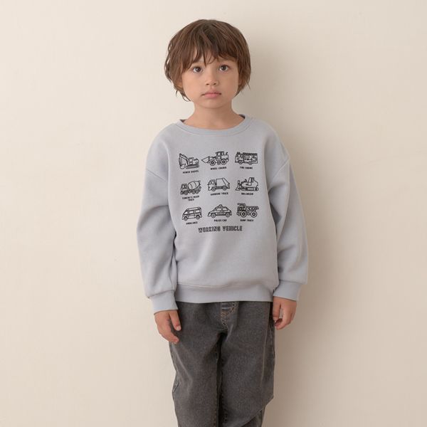 日本 b-ROOM - 裏起毛男孩印花長袖大學T-恐龍-淺紫