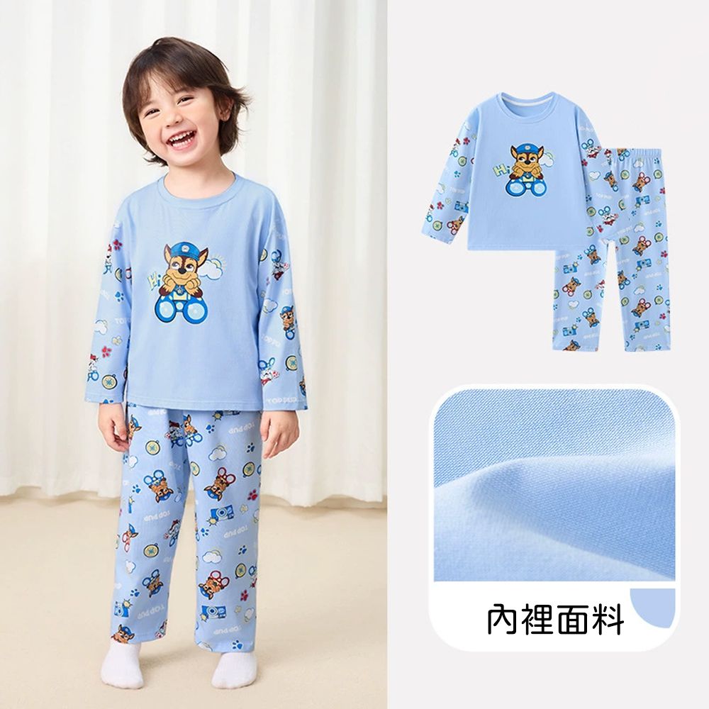 卡通汪汪隊長袖家居服套裝-卡通人物阿奇-藍色