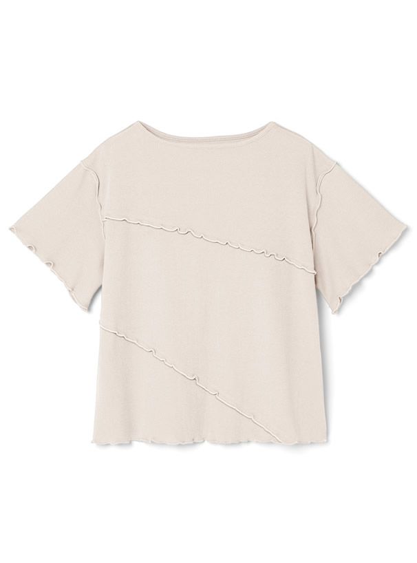 日本 GRL - 羅紋木耳邊短袖上衣-氣質杏