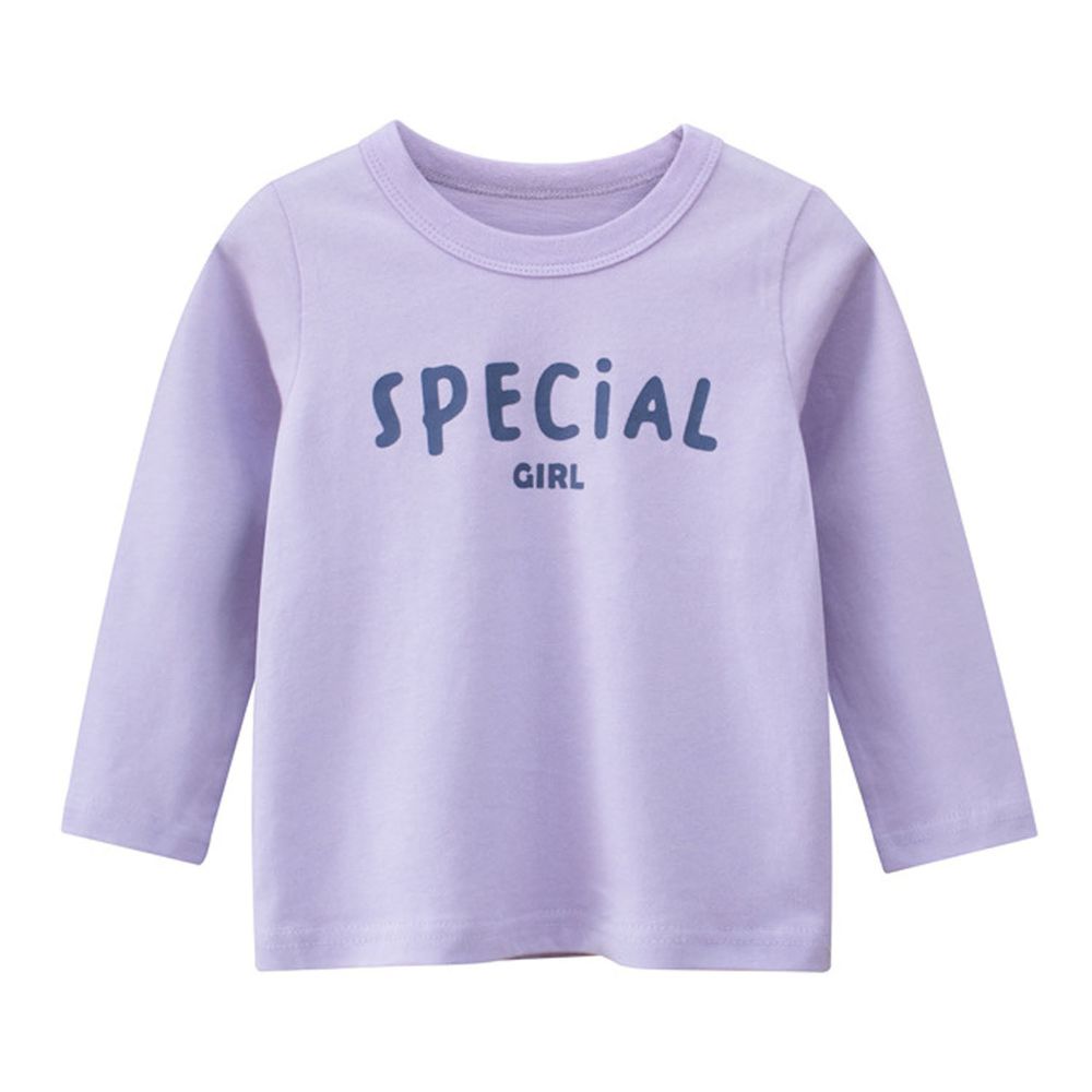 純棉長袖上衣-字母Special-紫色