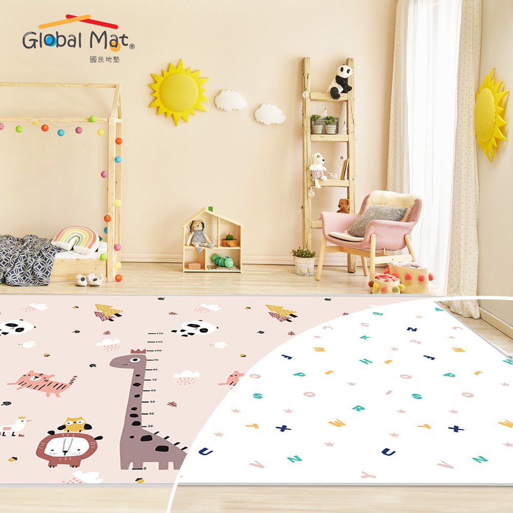 國民地墊XPE經典款2CM加厚雙面摺疊墊-字母恐龍 C6-(雙面花色，共一片地墊)