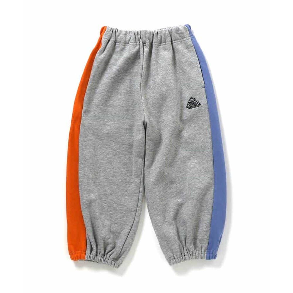 100%棉 刺繡帥氣縮口長褲-灰X橘X藍紫