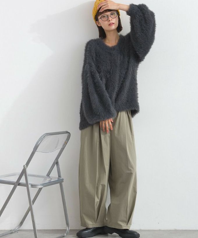 日本 Lupilien - 柔和蓬鬆毛海繭型針織開襟衫/外套-橘紅