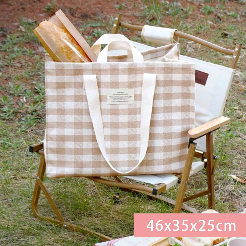 韓國 Conitale - 大容量防潑水束口購物袋/野餐袋/旅行袋-杏 (46X35X25cm)