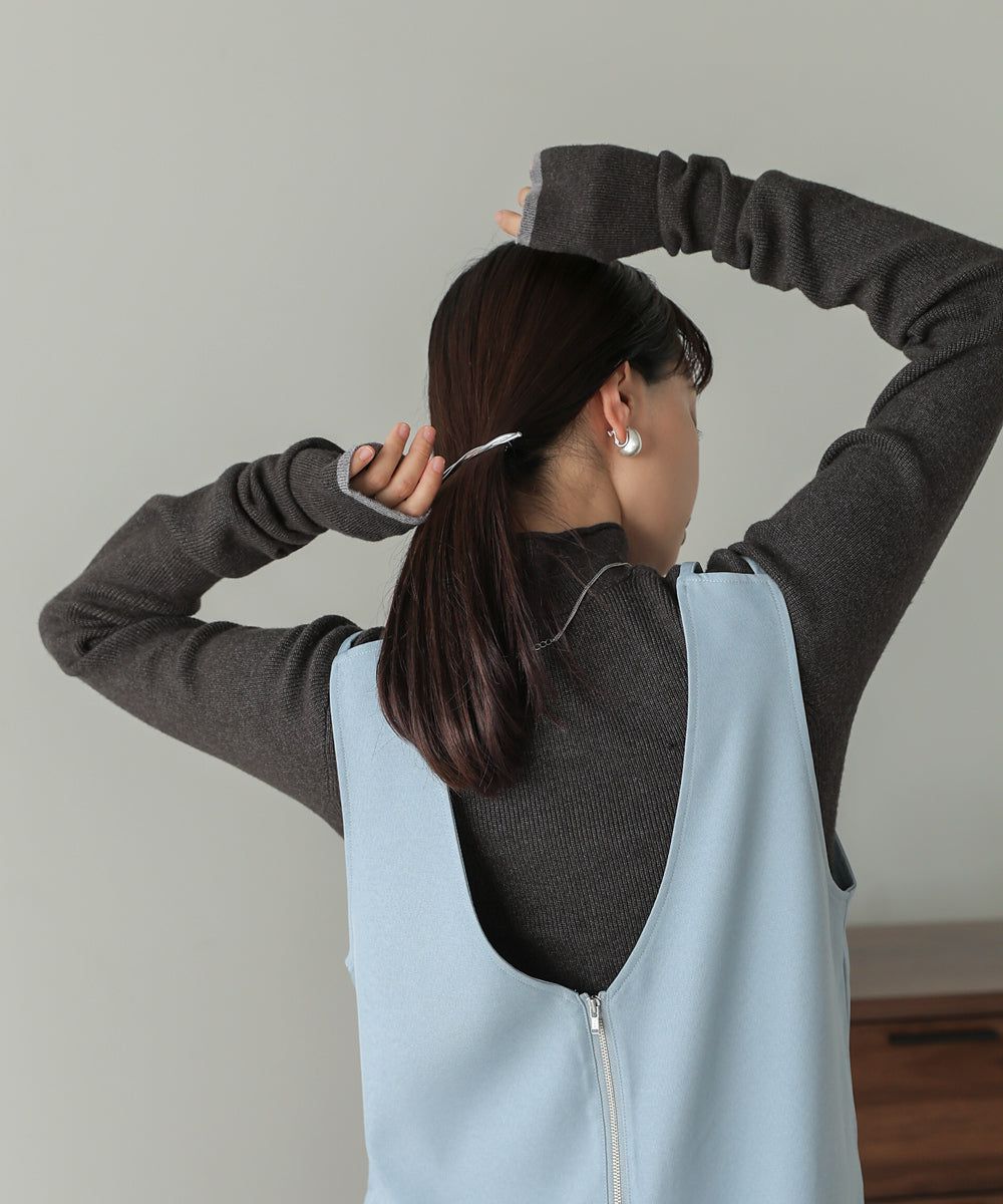 日本 Bab - 高級感小立領彈性針織上衣-象牙