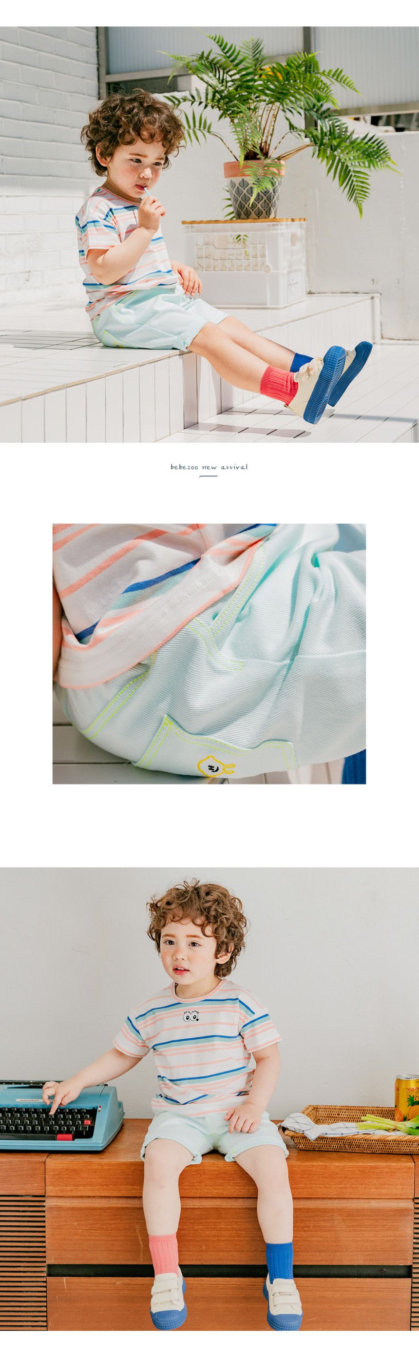 韓國 Bebezoo - 刺繡水果好朋友牛仔褲