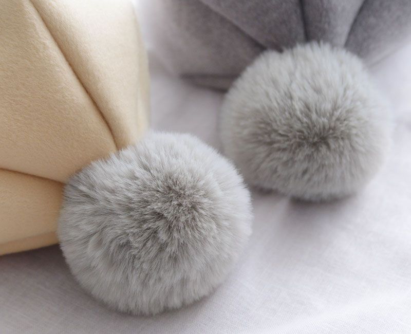 日本 kukka ja puu - 小球造型保暖防寒帽-米杏 (52cm)