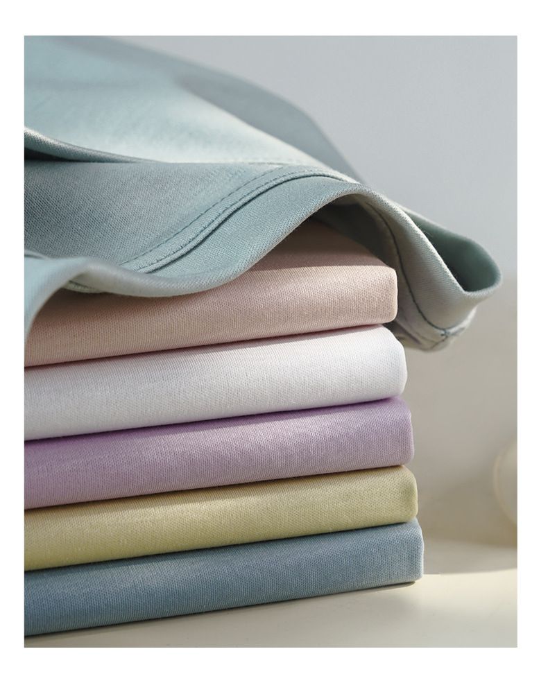 糖果色絲光棉圓領短袖上衣-白色