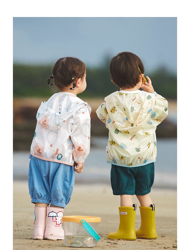 輕薄防風連帽外套-動物樂園-藍色