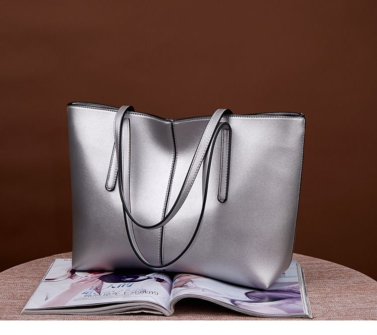 歐美風簡約大容量單肩托特包-黑色 (25x31x14cm)