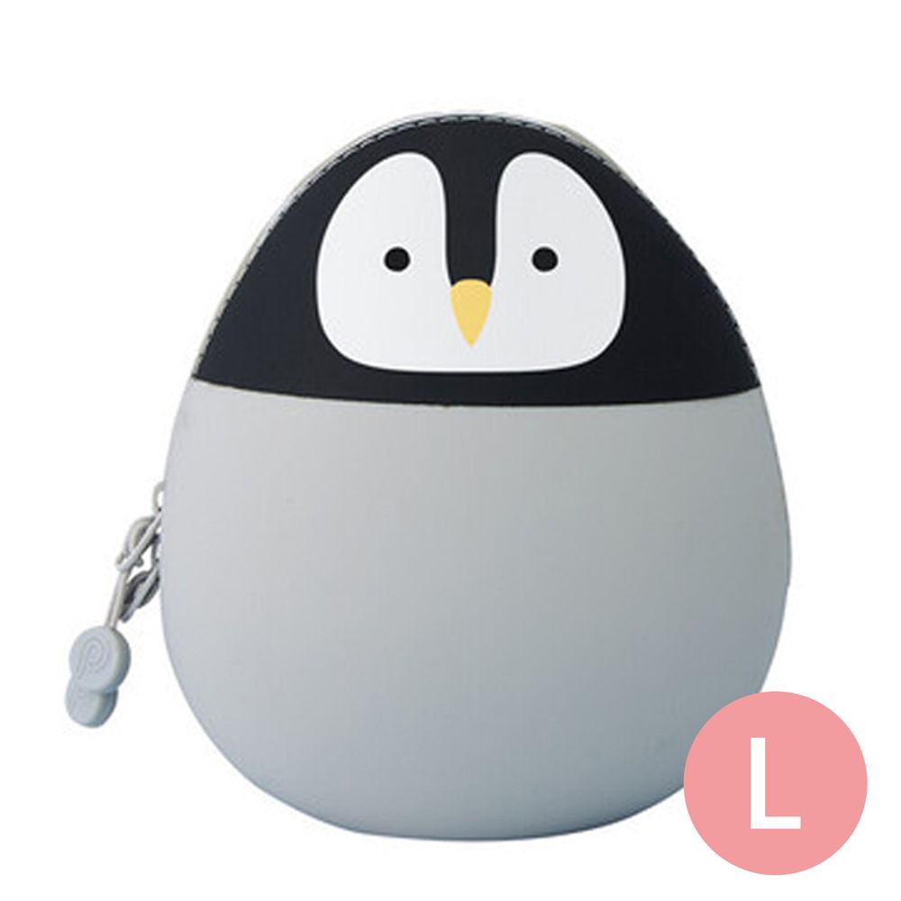 日本文具 LIHIT - 圓筒式胖胖收納包-企鵝 (L(14x12x9.6cm))