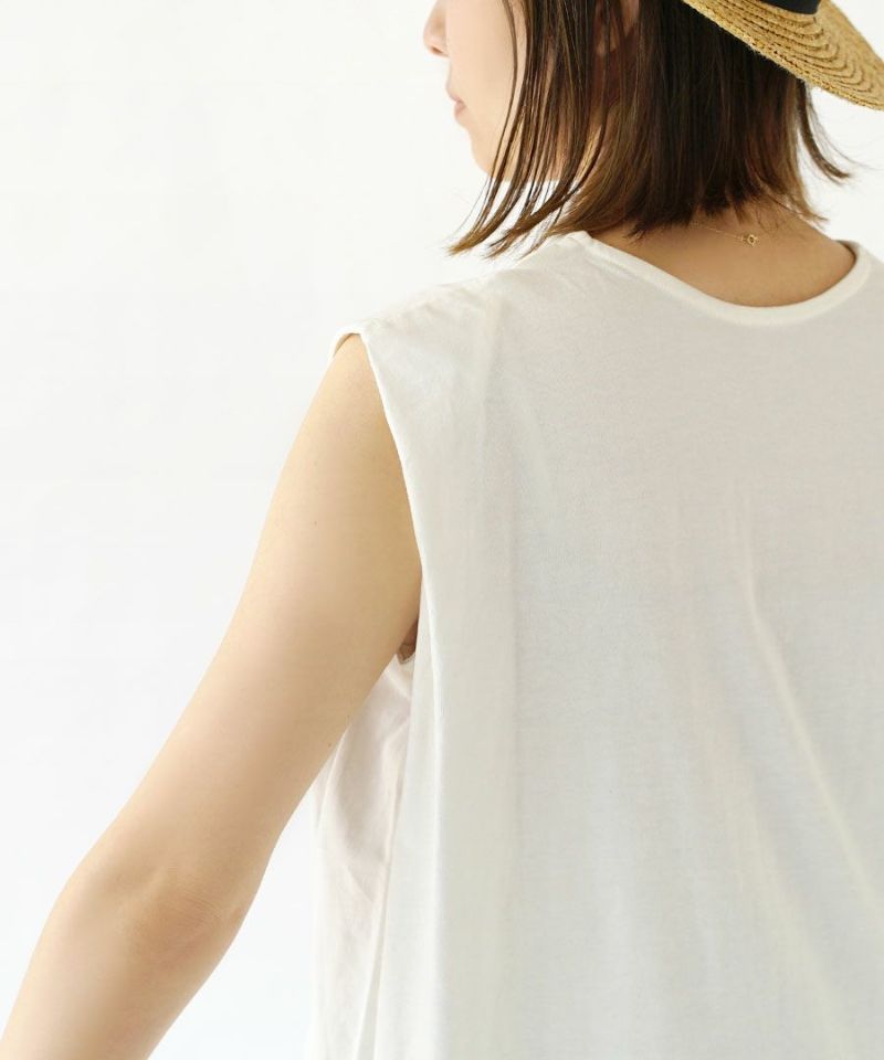 日本 zootie - 100%棉  修身長版無袖上衣-淺灰棕