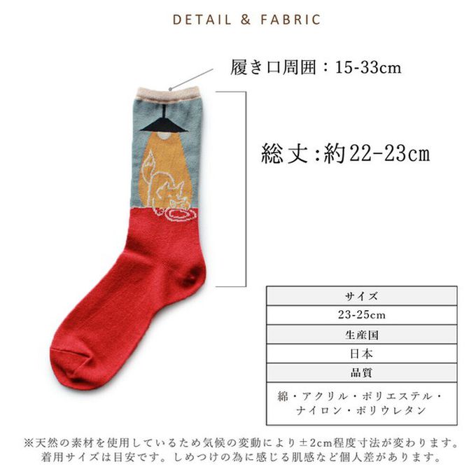 日本女裝代購 - 日本製 伊索寓言印花長襪-狐狸和鶴-藍綠 (23-25cm)