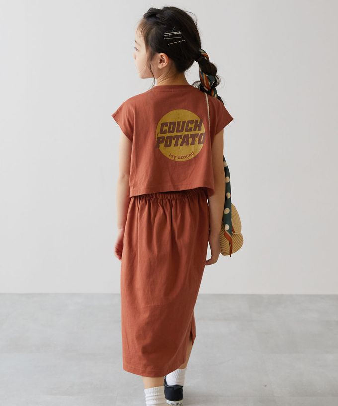 日本 devirock - 背後開口美式印花短袖洋裝-藕粉