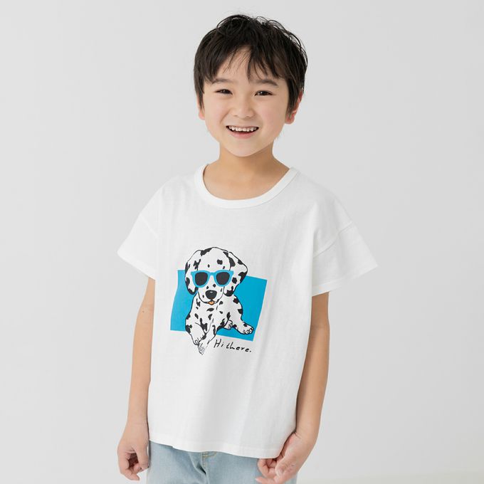 日本 Chil2 - 100%棉 印花柔軟短袖上衣-法鬥滑板-奶油白