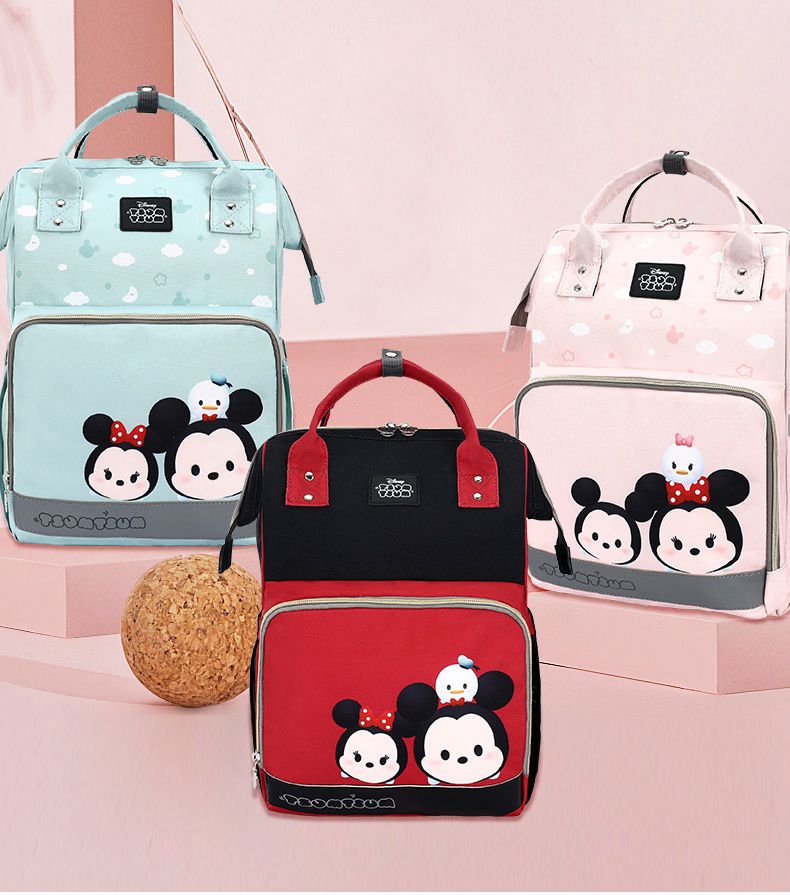 卡通人物防髒後背包/媽媽包-TSUM TSUM-粉色 (40x26x14cm)