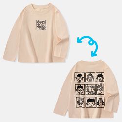 BE TOP - 純棉圓領薄長袖上衣-一起微笑吧-杏色