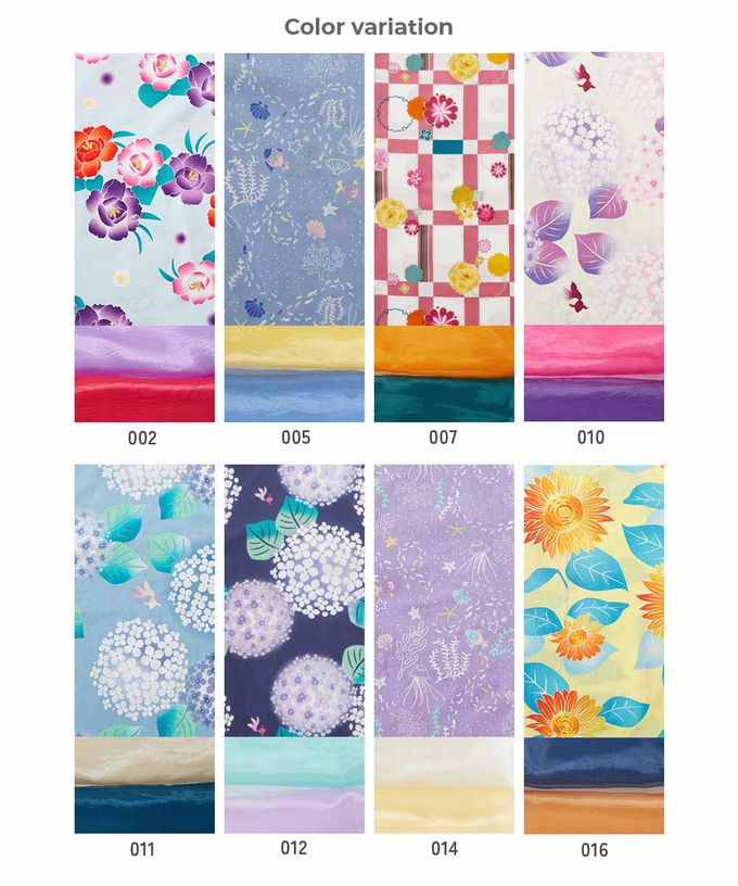 日本 devirock - 純棉 2way穿搭華麗浴衣洋裝(4件組)-繁花盛開-藍綠