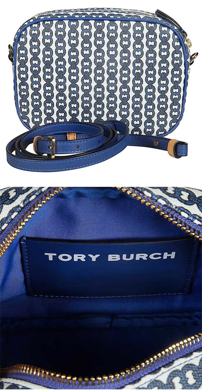 TORY BURCH - 印花尼龍斜背包-深藍色