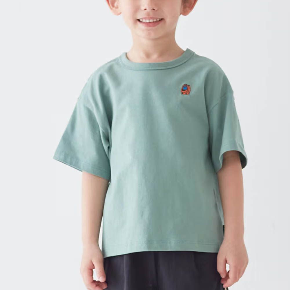 GITA 定番印花落肩短袖上衣-胸前背包-綠