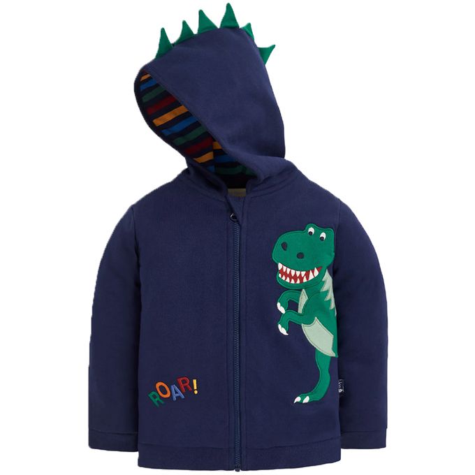 英國 JoJo Maman BeBe - 100%純棉保暖連帽外套-帝王暴龍