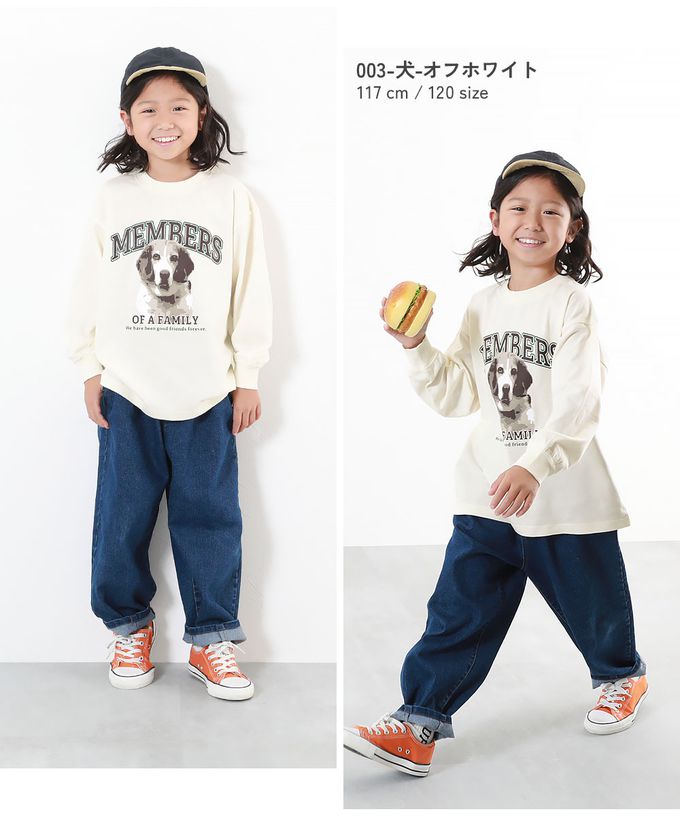 日本 devirock - 100%棉 定番印花寬版長袖上衣-PEACE-紫丁香