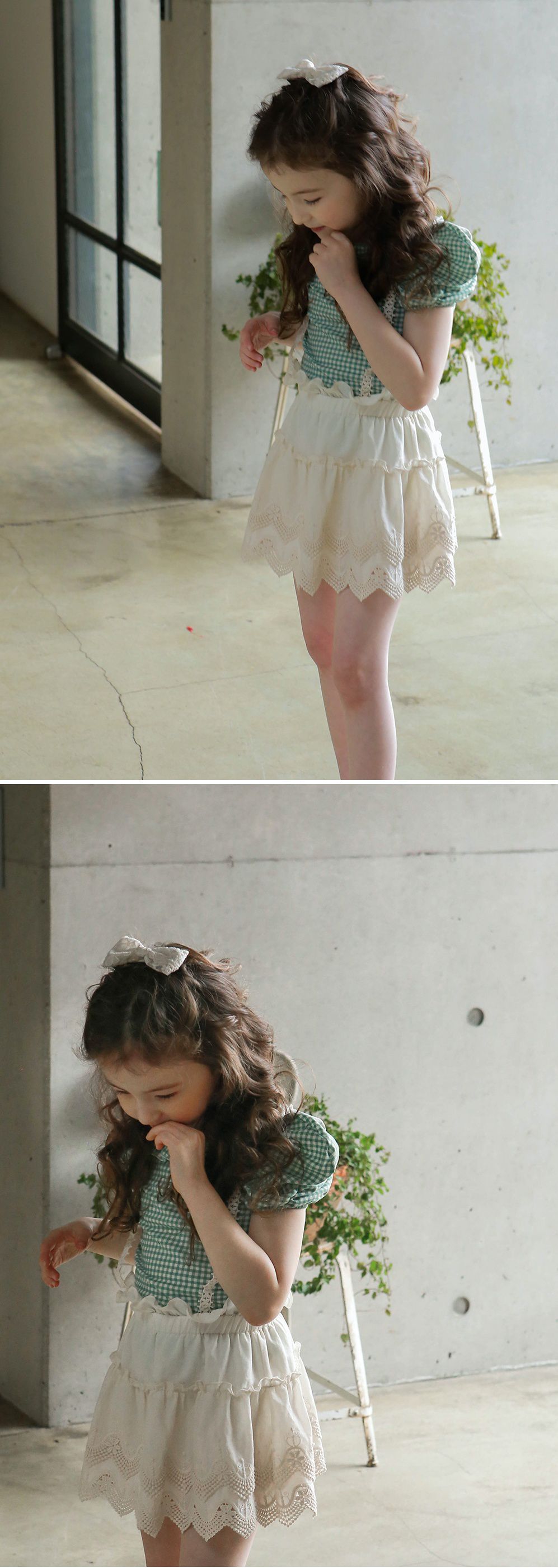 韓國 PuellaFLO - 蕾絲刺繡花朵蝴蝶結髮飾/髮夾-米白