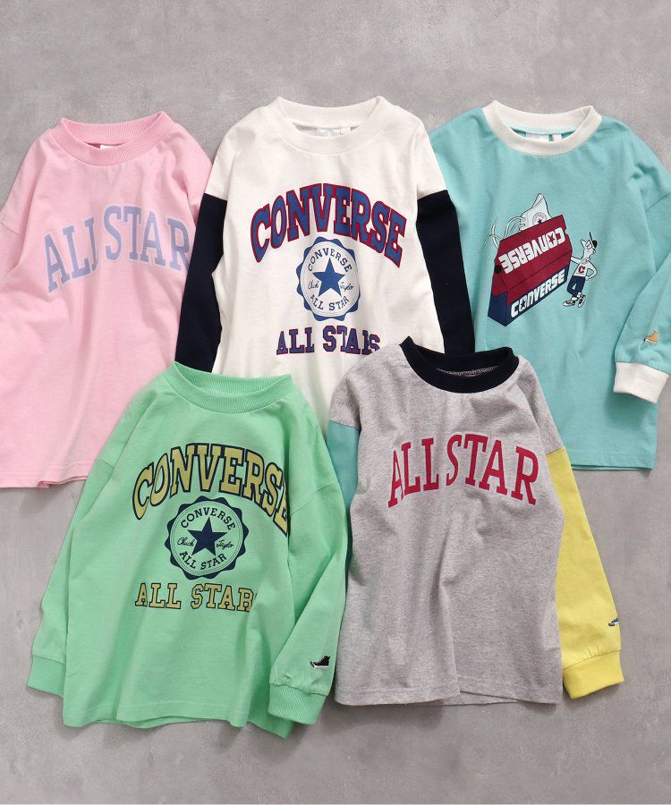 日本 BREEZE - CONVERSE聯名 印花長袖上衣-粉紅