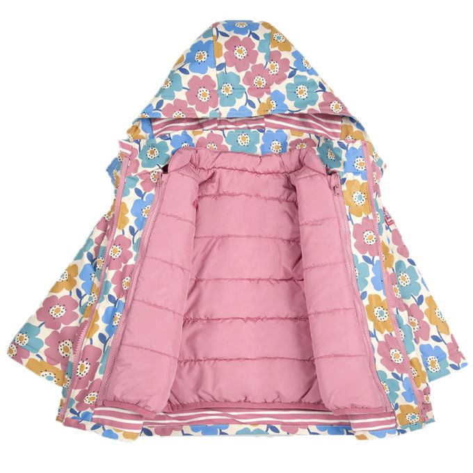 英國 JoJo Maman BeBe - 三合一多功能防水保暖連帽外套-粉彩花卉